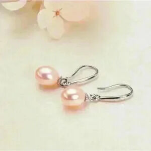 Pastel Pink Natural Freshwater Pearl Earrings in Silver Hook - Dainty